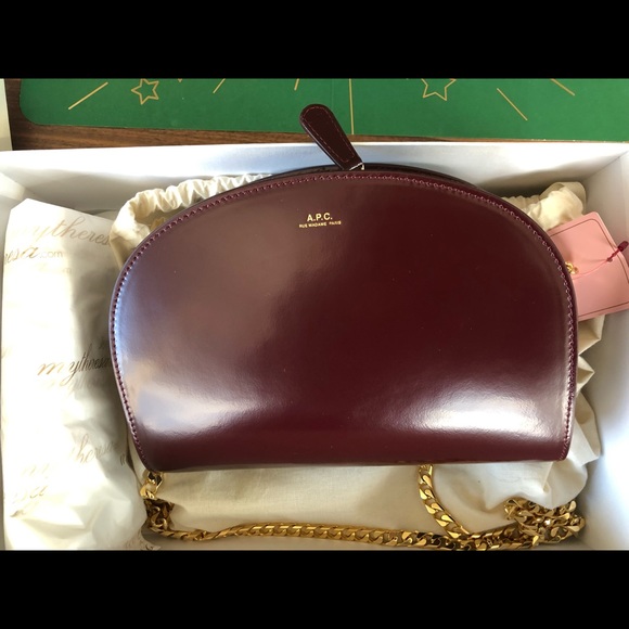 A.P.C. Handbags - A.P.C Wine Luna patent leather shoulder bag